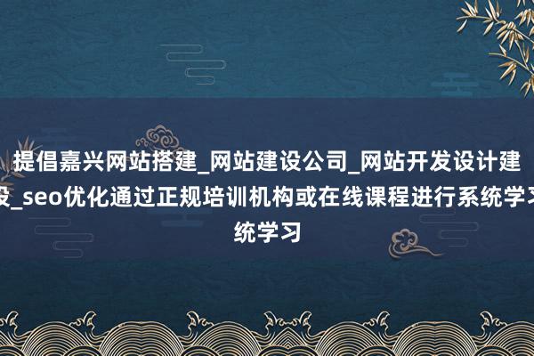 提倡嘉兴网站搭建_网站建设公司_网站开发设计建设_seo优化通过正规培训机构或在线课程进行系统学习